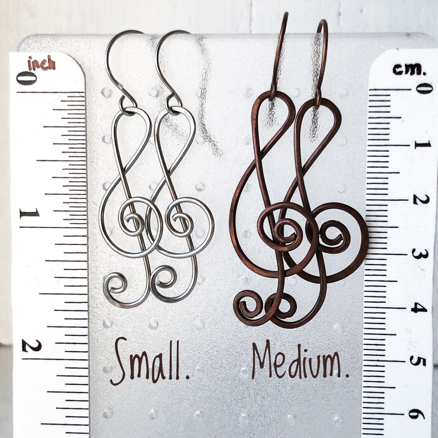 Treble Clef Copper Wirework Earrings