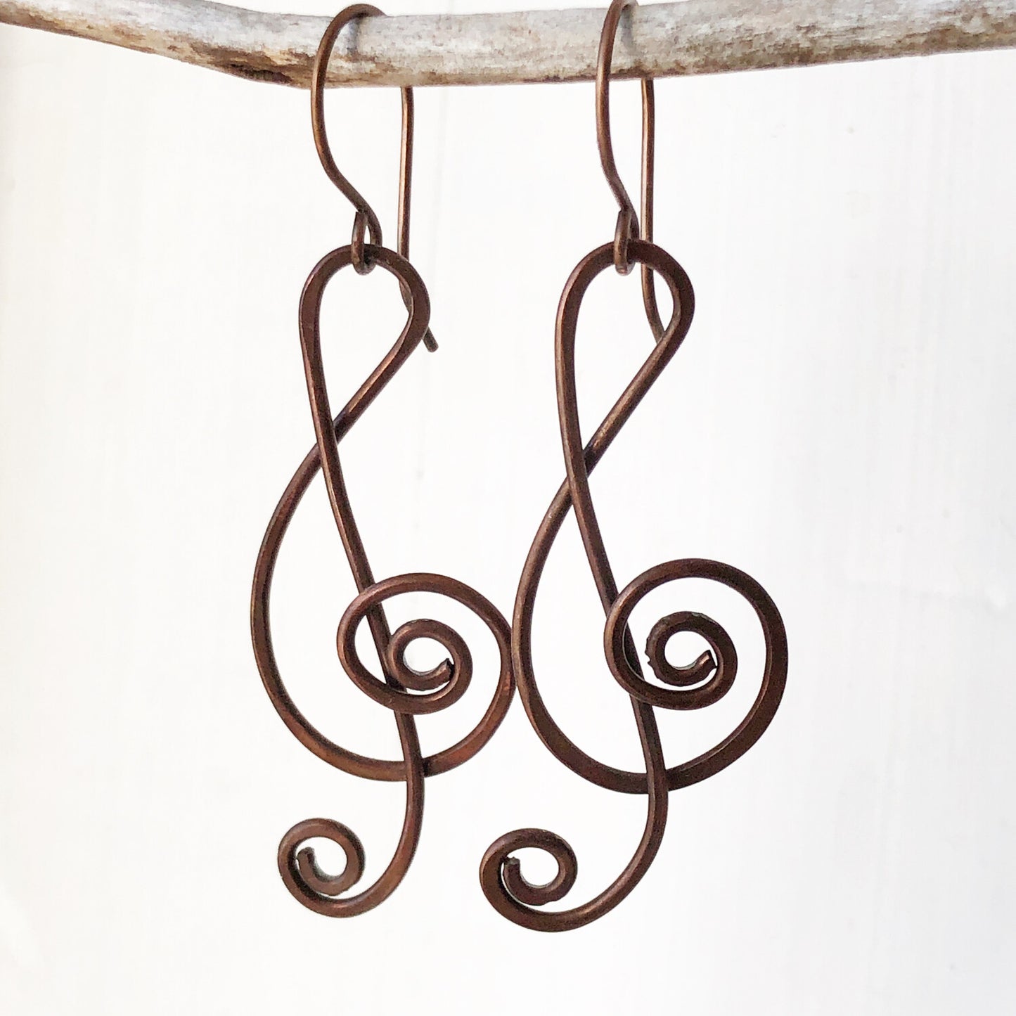 Treble Clef Copper Wirework Earrings