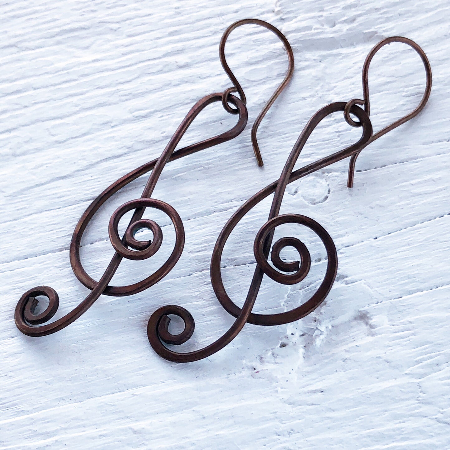 Treble Clef Copper Wirework Earrings