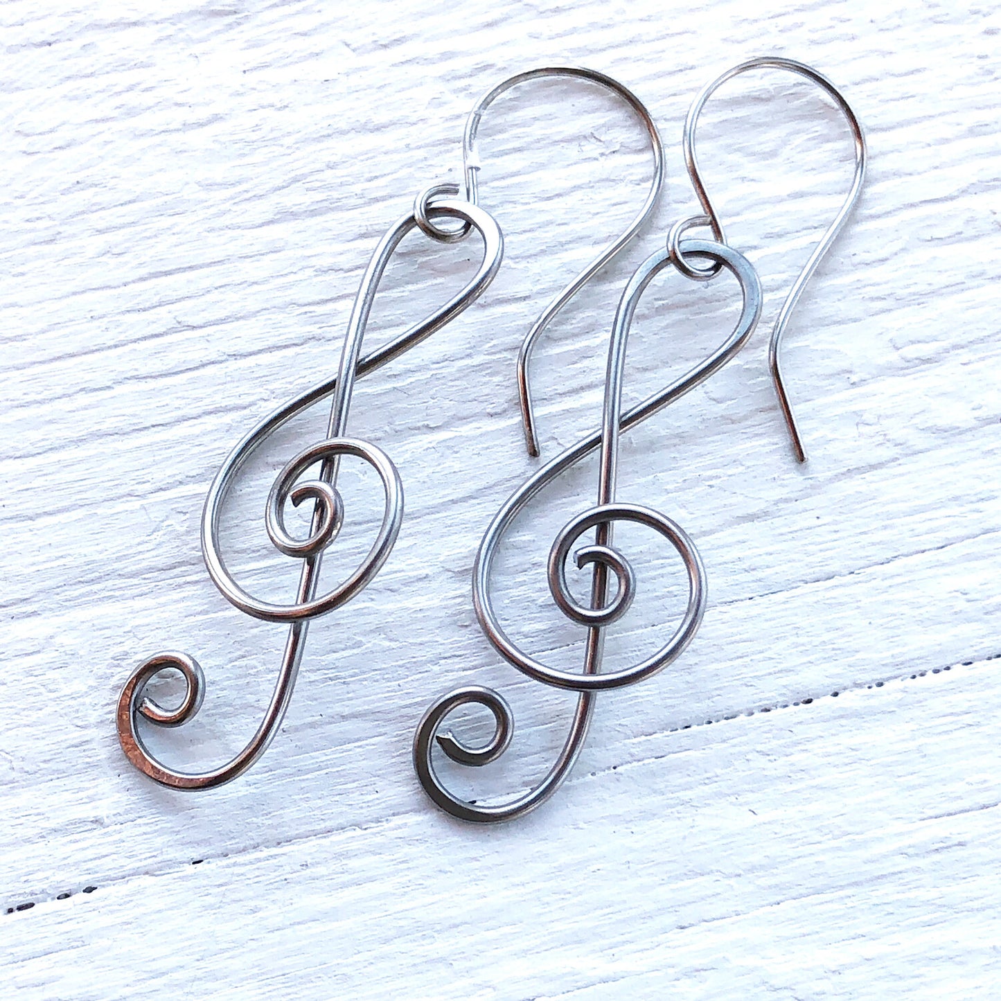 Treble Clef Stainless Steel Wirework Earrings