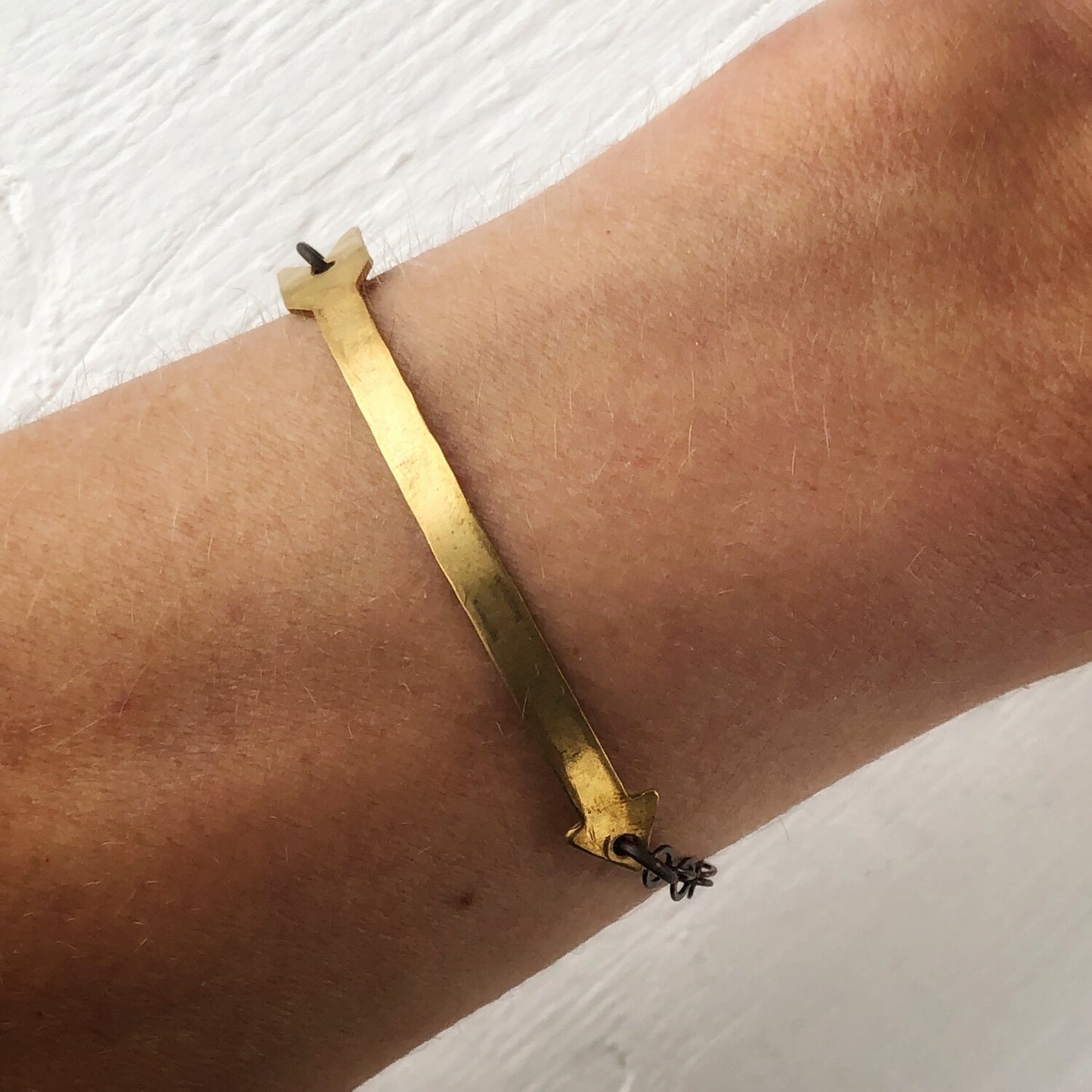 Brass Arrow Bracelet with Adjustable Chain – Solid Bare Brass, Handmade