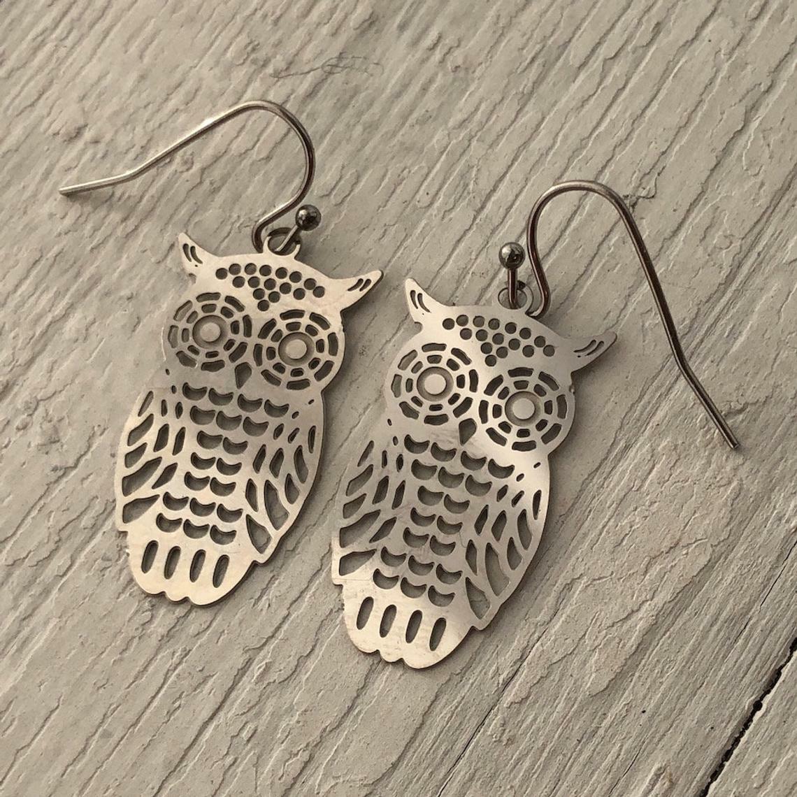 Owl Filigree Earrings - Owlet Pair