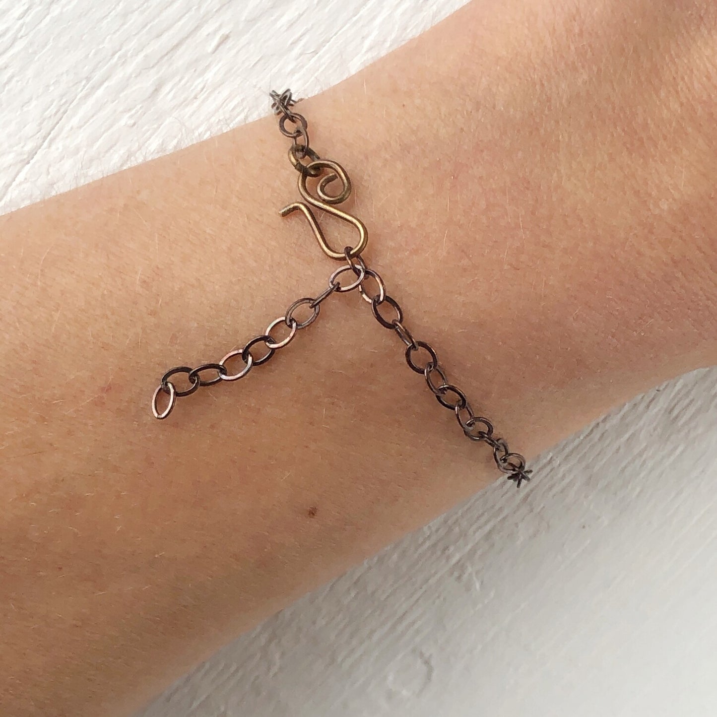 Brass Arrow Bracelet with Adjustable Chain – Solid Bare Brass, Handmade