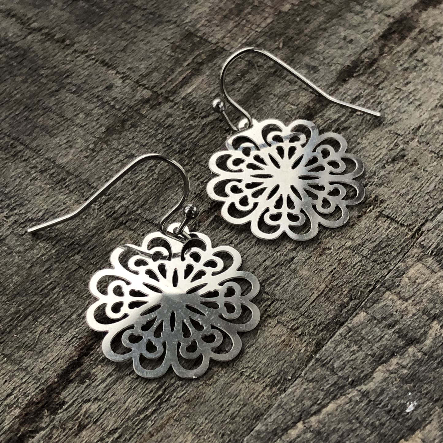 Round Floral Filigree Earrings, Grandma-chic Snowflake-like Doily Inspired