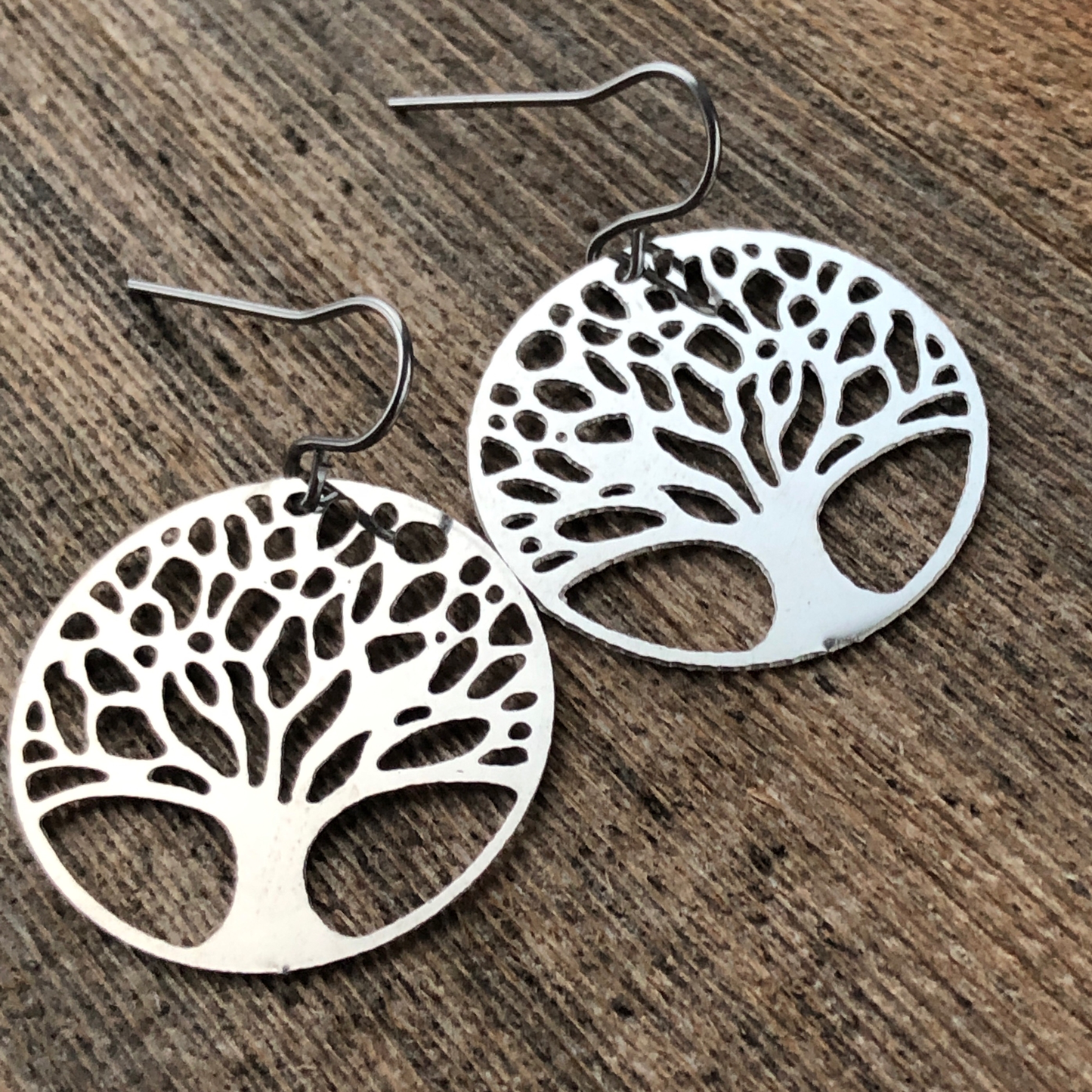 Tree of Life Filigree Earrings with French hooks, Stainless Steel