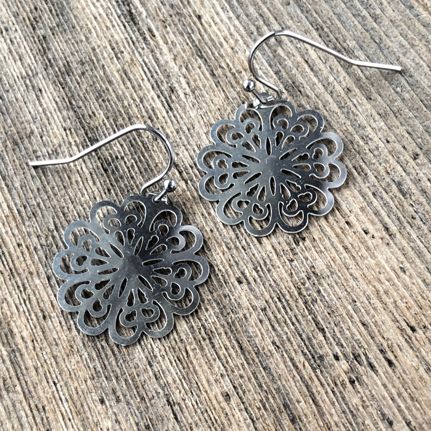 Round Floral Filigree Earrings, Grandma-chic Snowflake-like Doily Inspired