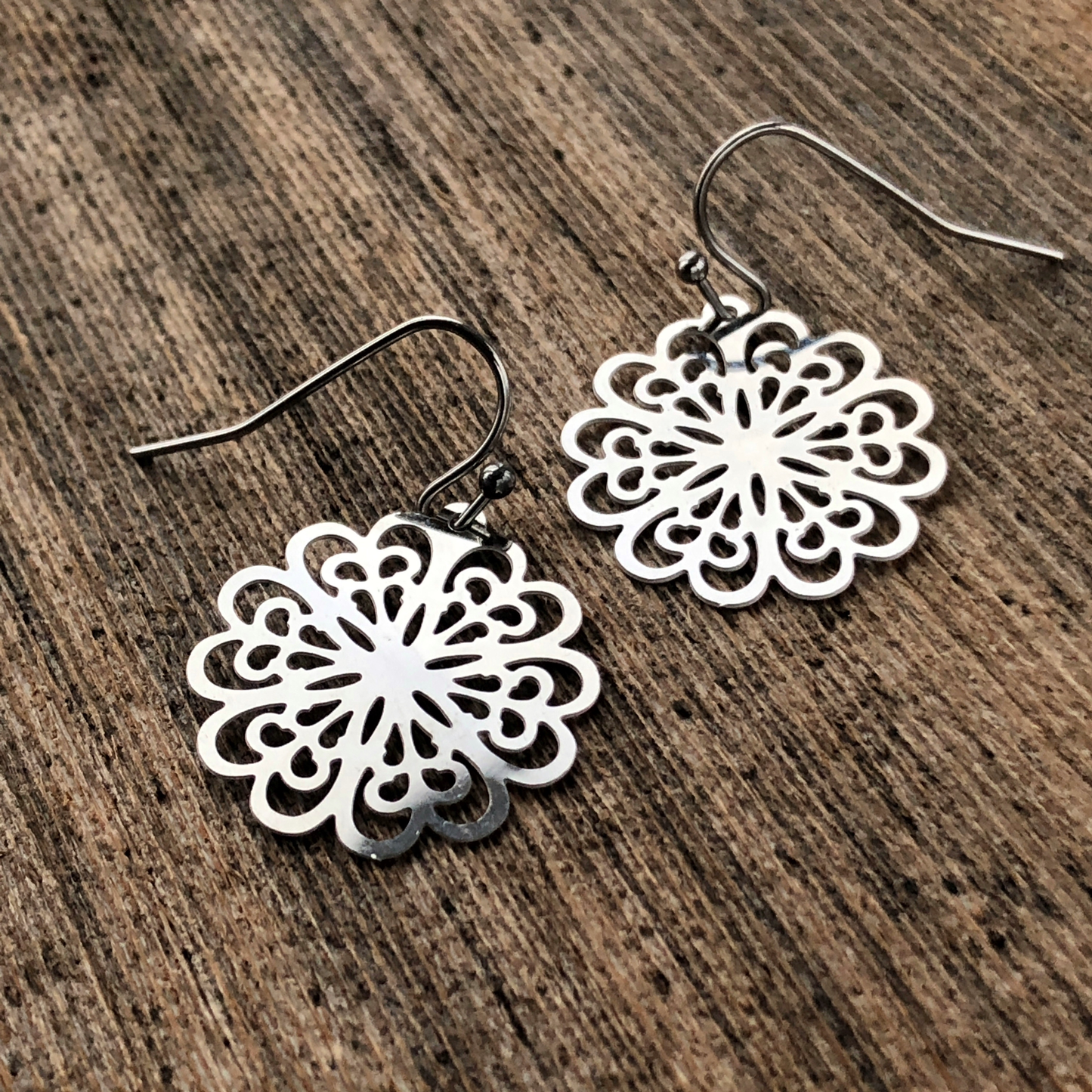 Round Floral Filigree Earrings, Grandma-chic Snowflake-like Doily Inspired