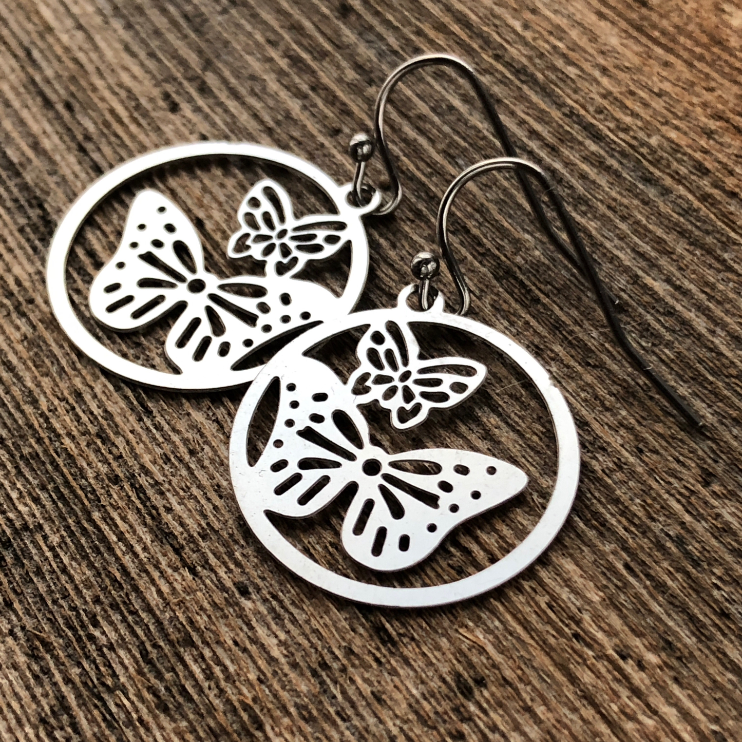 Filigree Butterfly Earrings – Double Butterfly in Circle Design