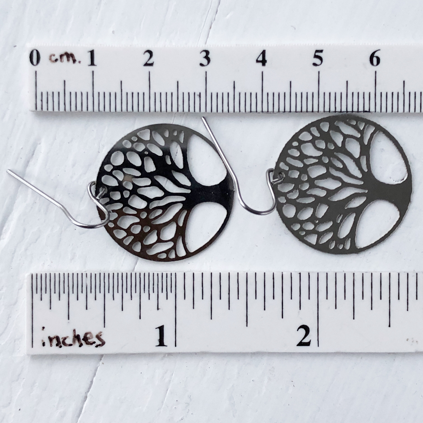 Tree of Life Filigree Earrings with French hooks, Stainless Steel