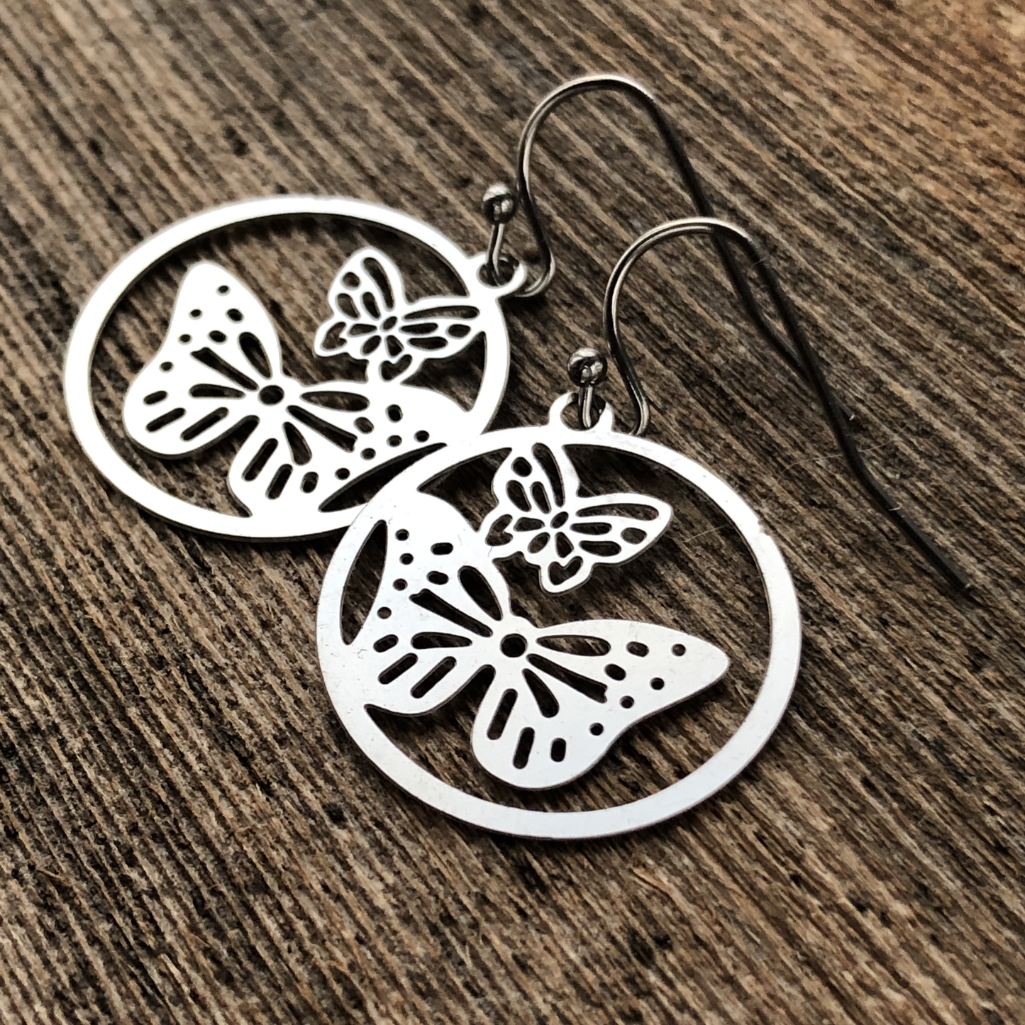Filigree Butterfly Earrings – Double Butterfly in Circle Design
