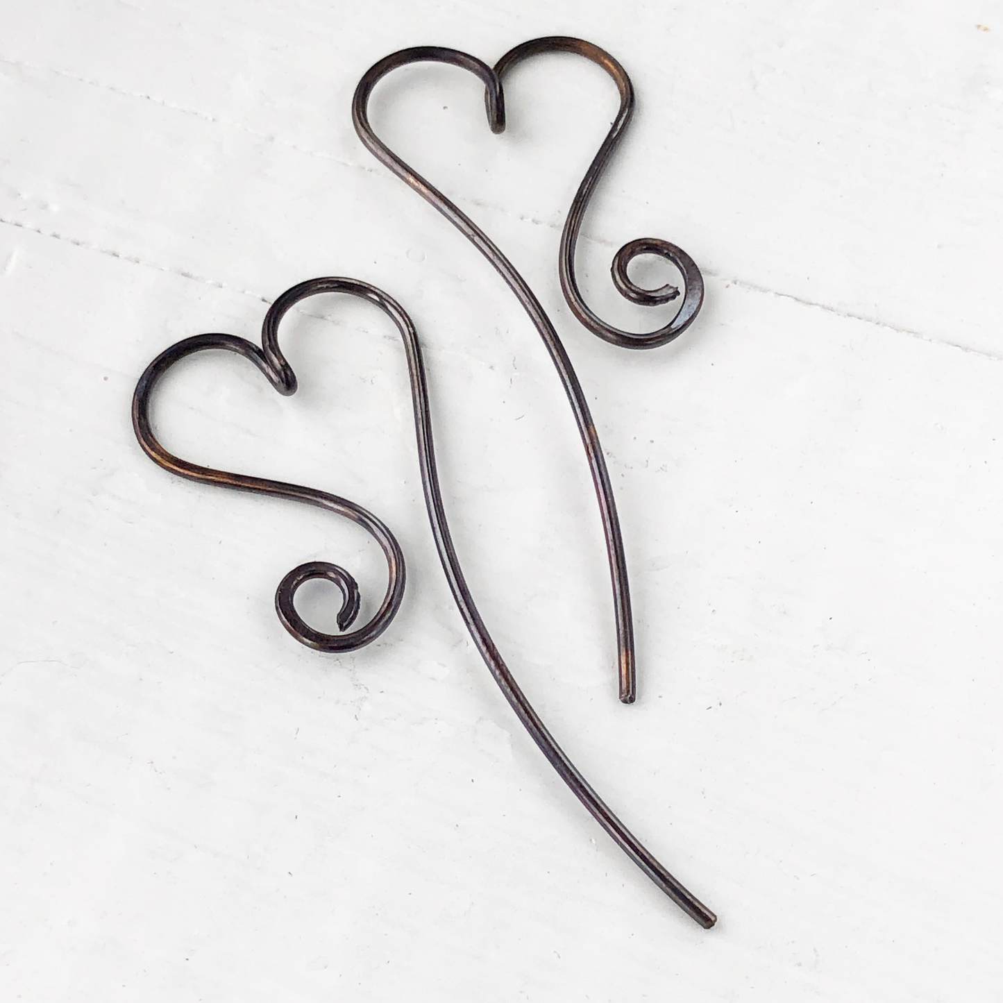 Heart Copper Wire Pull-through Threader Earrings