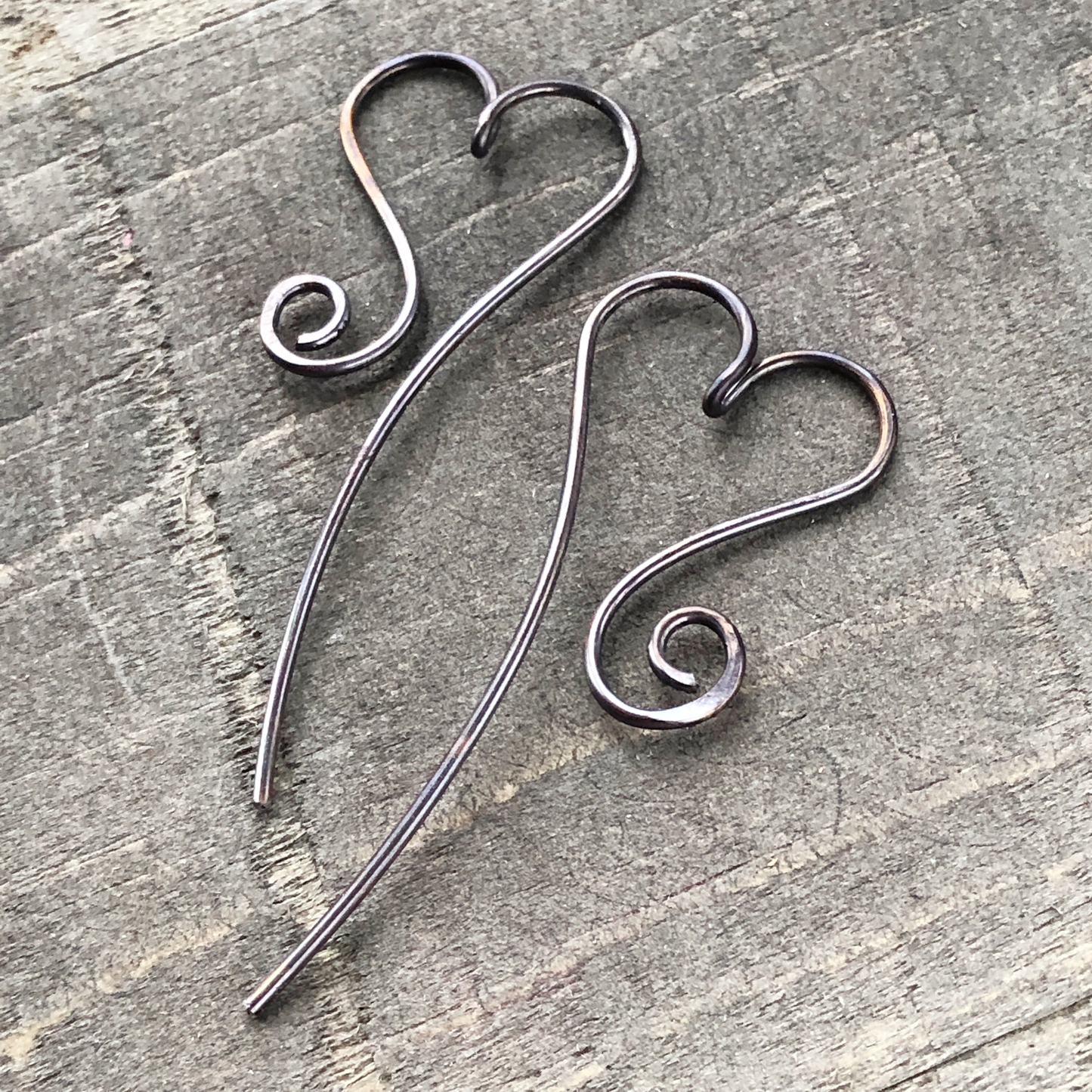 Heart Copper Wire Pull-through Threader Earrings