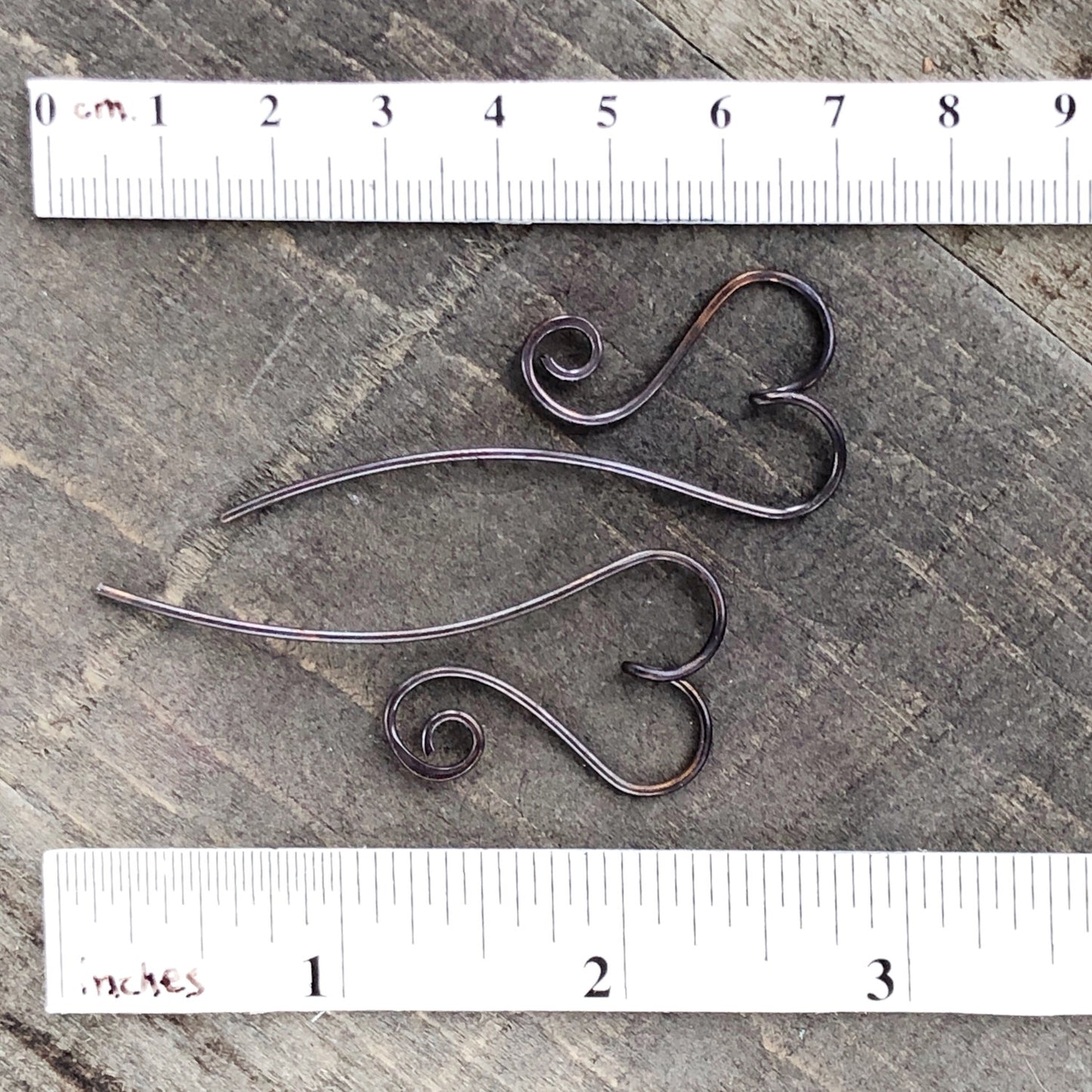 Heart Copper Wire Pull-through Threader Earrings
