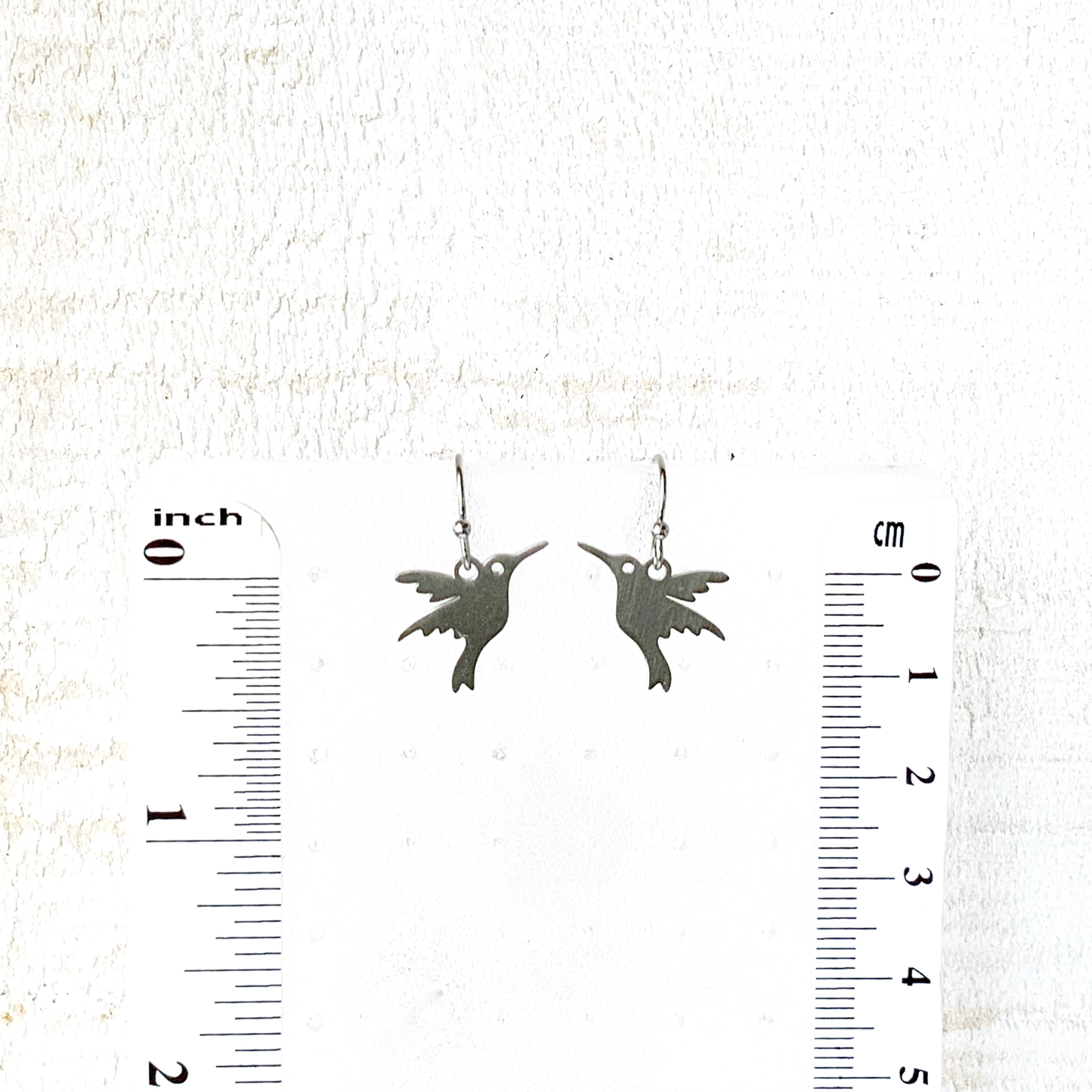Tiny Hummingbird Earrings, Stainless Steel Earring, Small Shiny Silver Dangle, Hypoallergenic