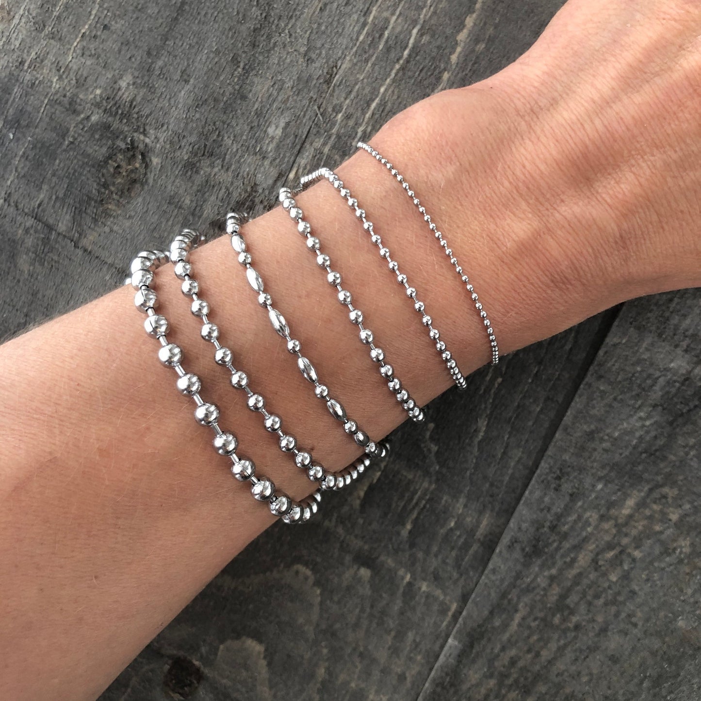 Stainless Steel Ball Chain Bracelet or Anklet – Silver Alternative, Multiple Widths