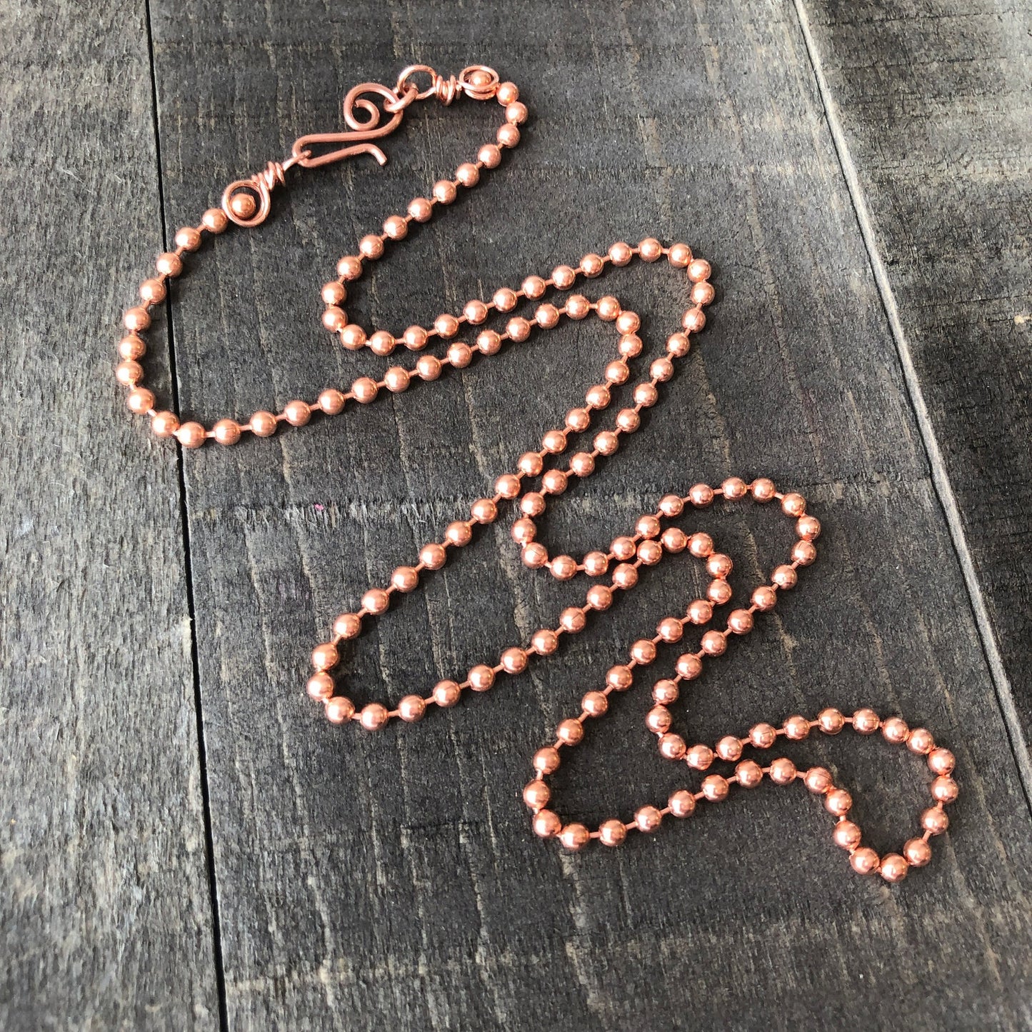 Copper Necklace 3.2mm Ball Chain with Artisan Clasp