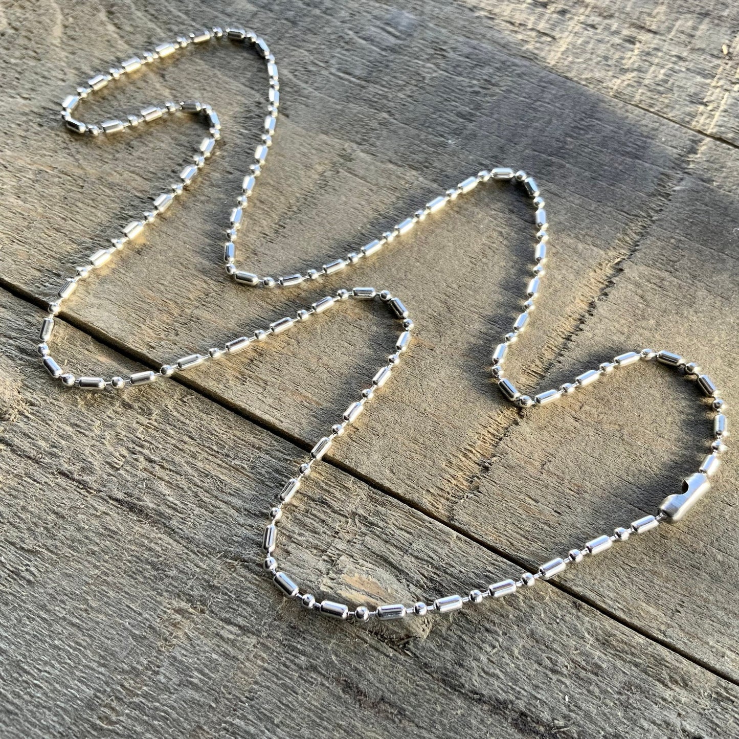 2mm Stainless Steel Ball-Bar Chain Necklace – Shiny Silver-Alternative with Connector