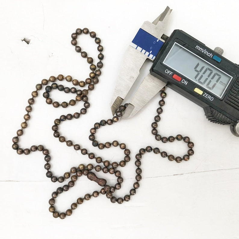 4mm Large Ball Chain Necklace – Antiqued Solid Brass with End Connector, Custom Length