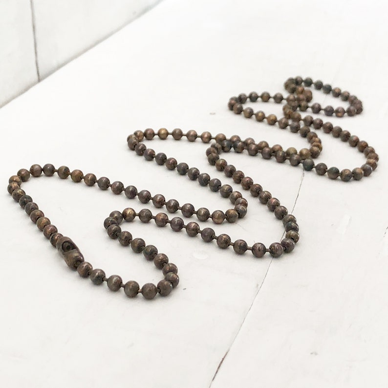 4mm Large Ball Chain Necklace – Antiqued Solid Brass with End Connector, Custom Length