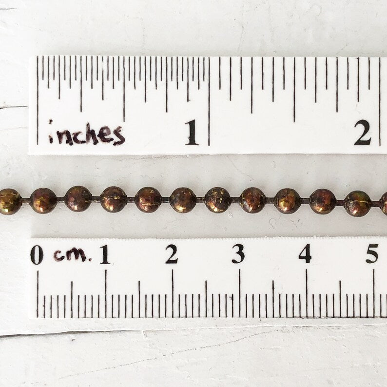 4mm Large Ball Chain Necklace – Antiqued Solid Brass with End Connector, Custom Length