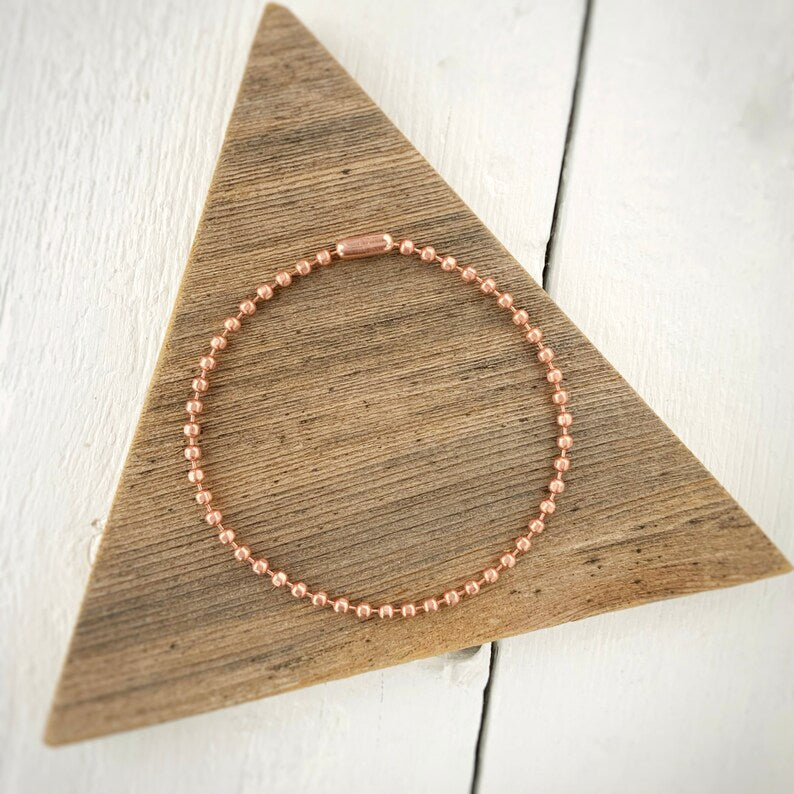 Copper Ball Chain Bracelet or Anklet – 3.2mm Ball, Faceted Ball, or Ball-Bar Chain with Connector