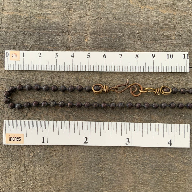 Patina 4mm Brass Ball Chain Necklace – Handmade Artisan Clasp, Custom Length