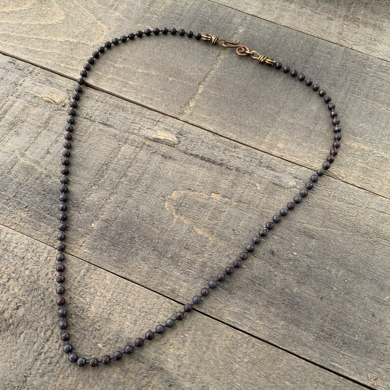 Patina 4mm Brass Ball Chain Necklace – Handmade Artisan Clasp, Custom Length