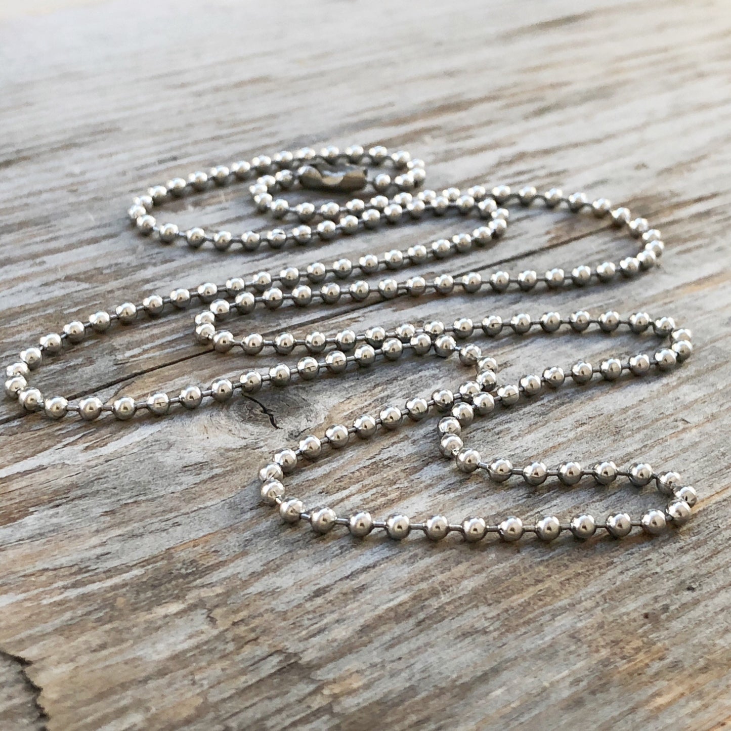 Stainless Steel 2.4mm Ball Chain Necklace – Long Silver Alternative with Connector