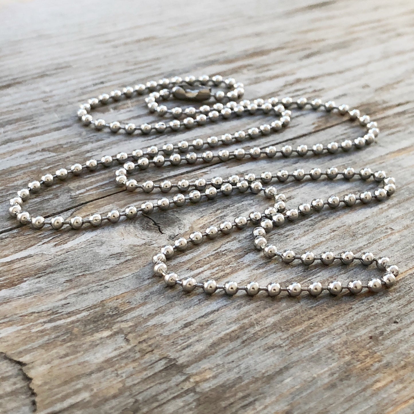 Stainless Steel 2.4mm Ball Chain Necklace – Long Silver Alternative with Connector