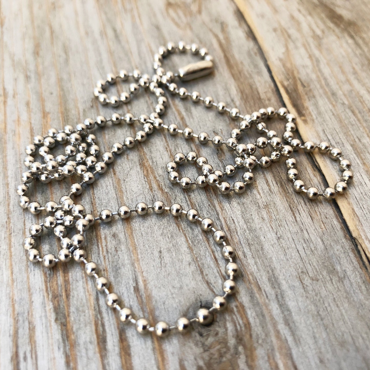 Stainless Steel 2.4mm Ball Chain Necklace – Long Silver Alternative with Connector