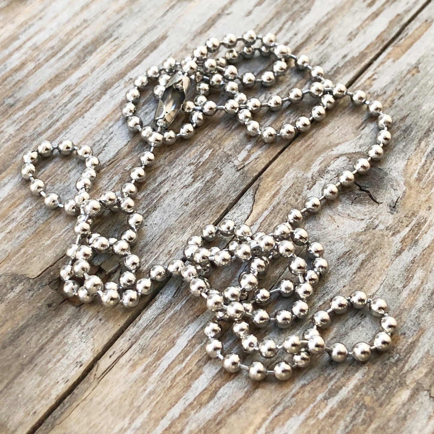 Stainless Steel 2.4mm Ball Chain Necklace – Long Silver Alternative with Connector