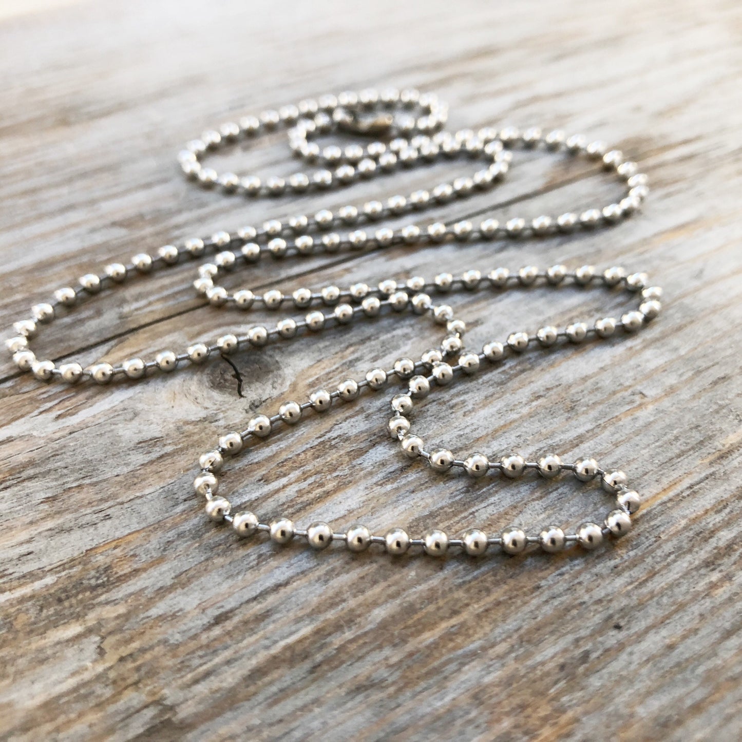 Stainless Steel 2.4mm Ball Chain Necklace – Long Silver Alternative with Connector
