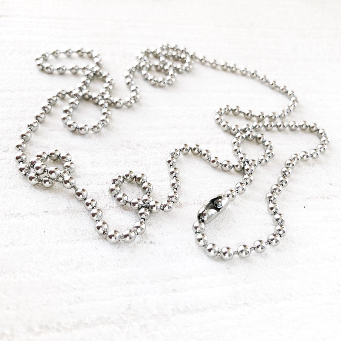 Stainless Steel 3.2mm Ball Chain Necklace – Silver Alternative with Connector