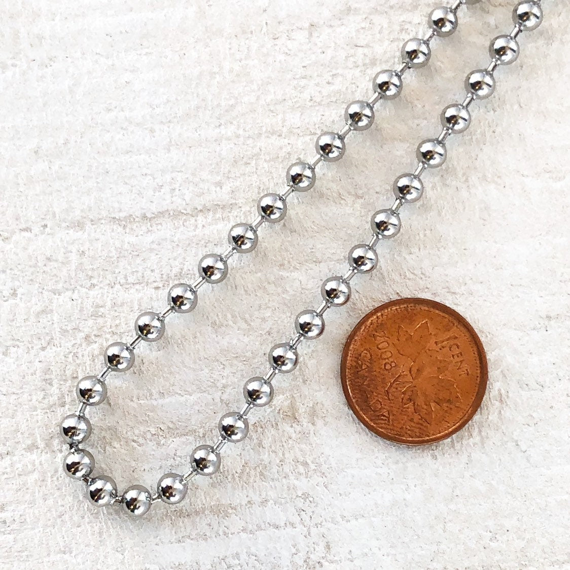 Large Stainless Steel Ball Chain Necklace – 4mm with Connector
