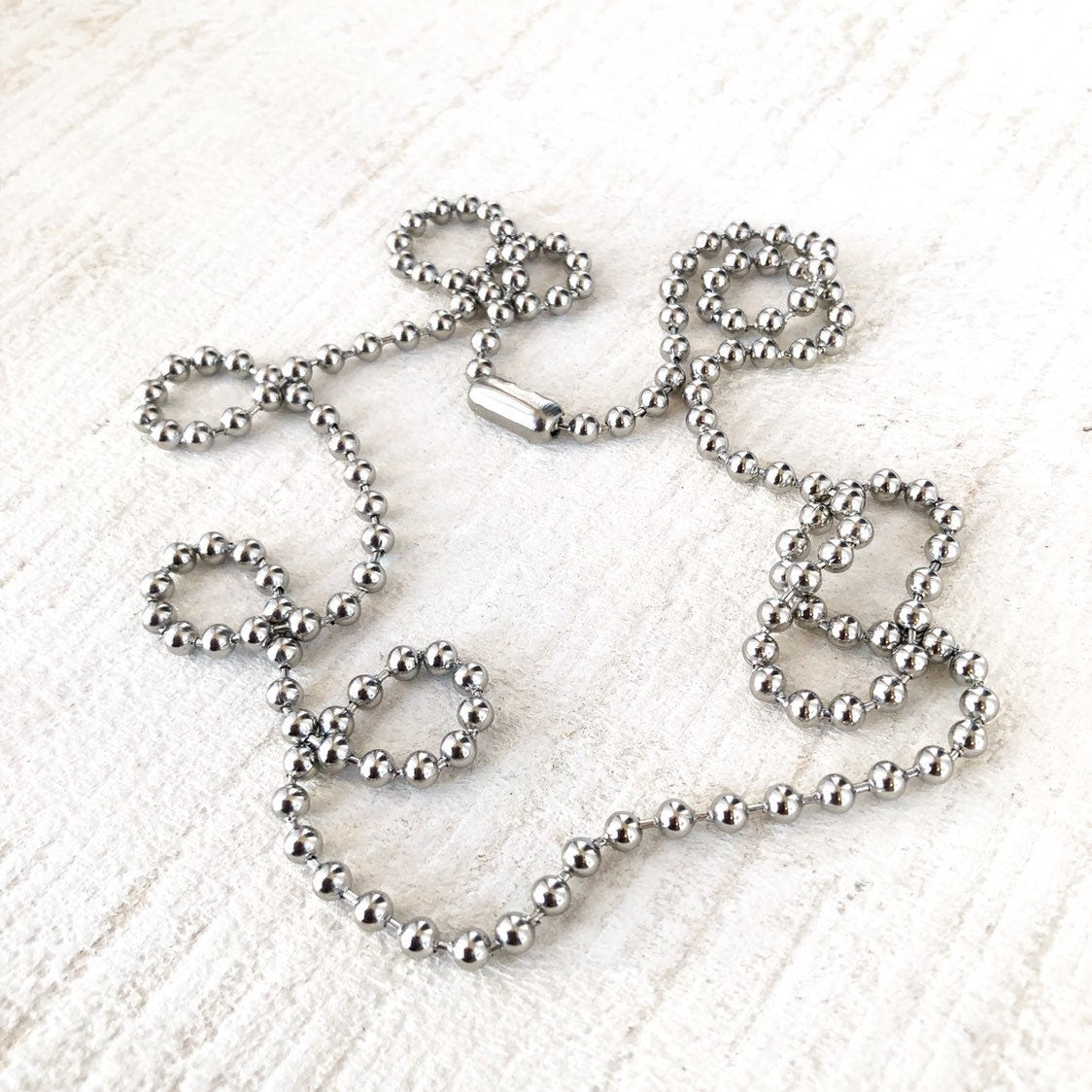Large Stainless Steel Ball Chain Necklace – 4mm with Connector
