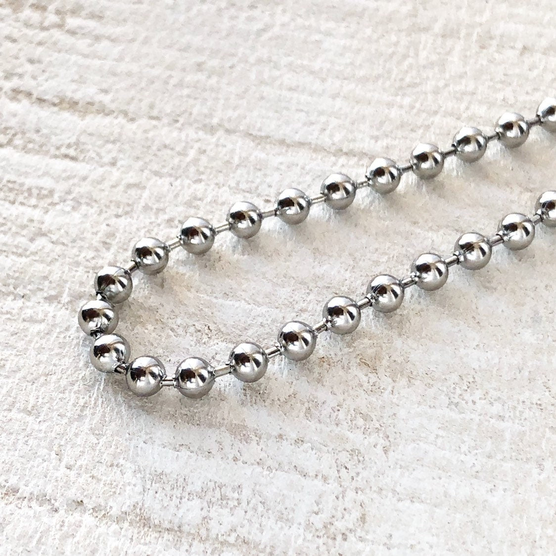 Large Stainless Steel Ball Chain Necklace – 4mm with Connector