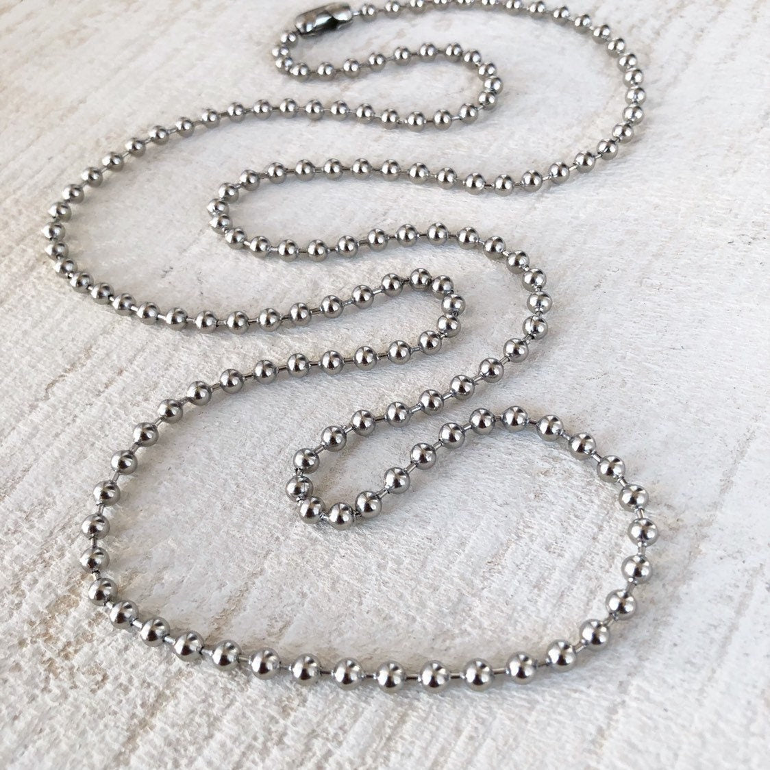 Large Stainless Steel Ball Chain Necklace – 4mm with Connector