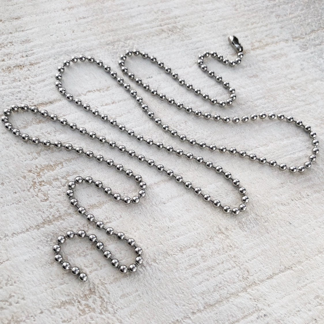 Stainless Steel 3.2mm Ball Chain Necklace – Silver Alternative with Connector