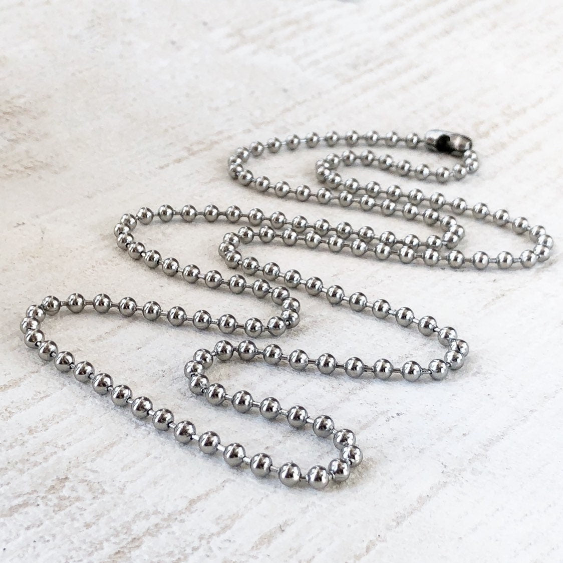 Large Stainless Steel Ball Chain Necklace – 4mm with Connector