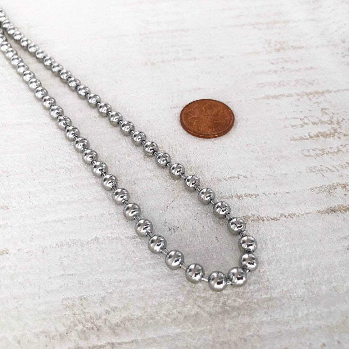 X-Large Stainless Steel Ball Chain Necklace – 5mm with Connector