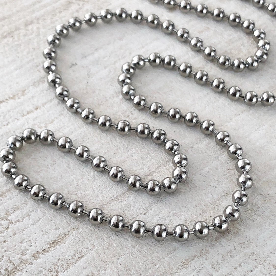 X-Large Stainless Steel Ball Chain Necklace – 5mm with Connector
