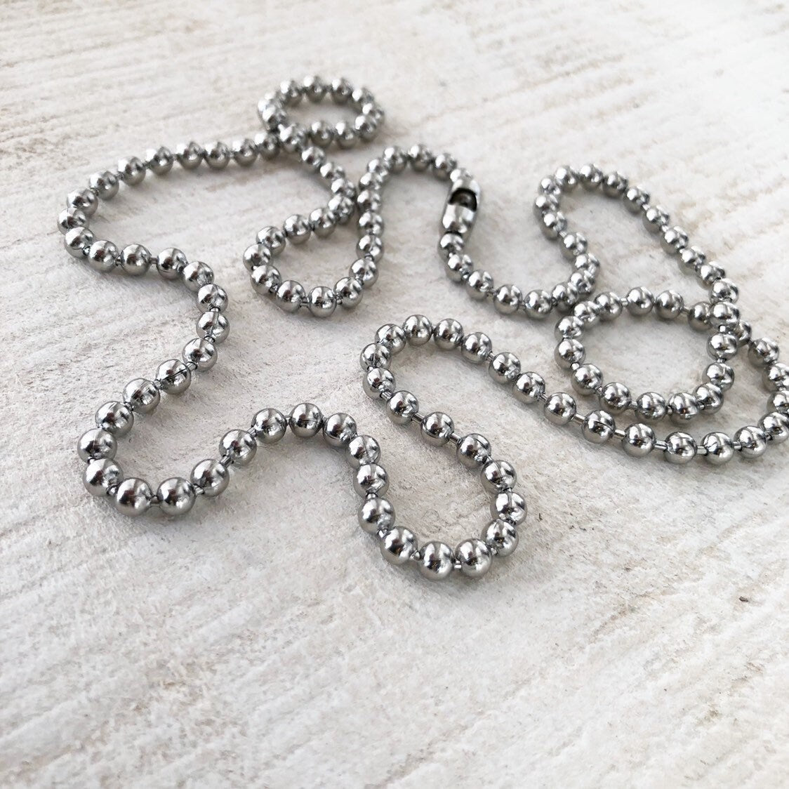 X-Large Stainless Steel Ball Chain Necklace – 5mm with Connector