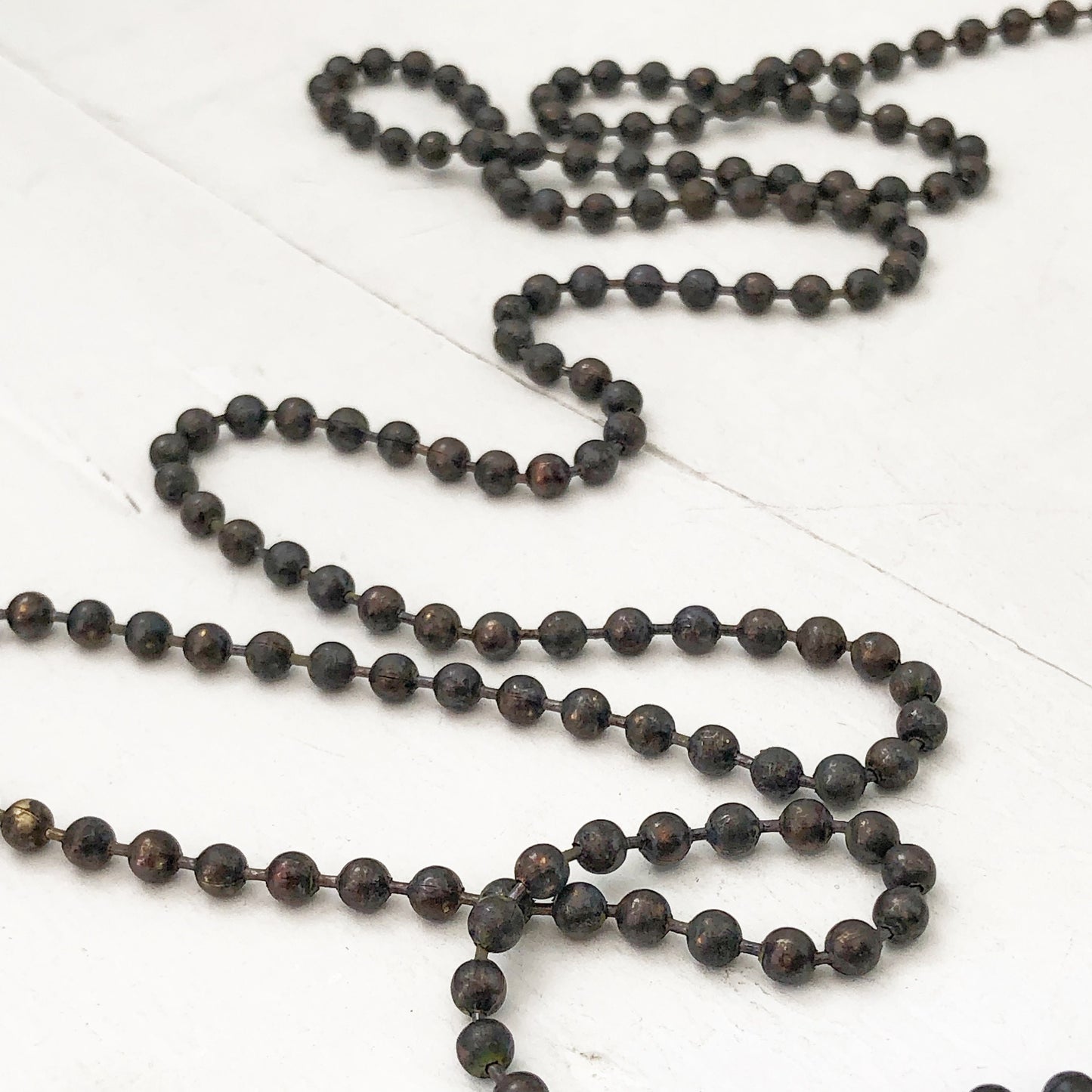 3.2mm Antiqued Solid Brass Ball Chain Necklace – Custom Length with End Connector