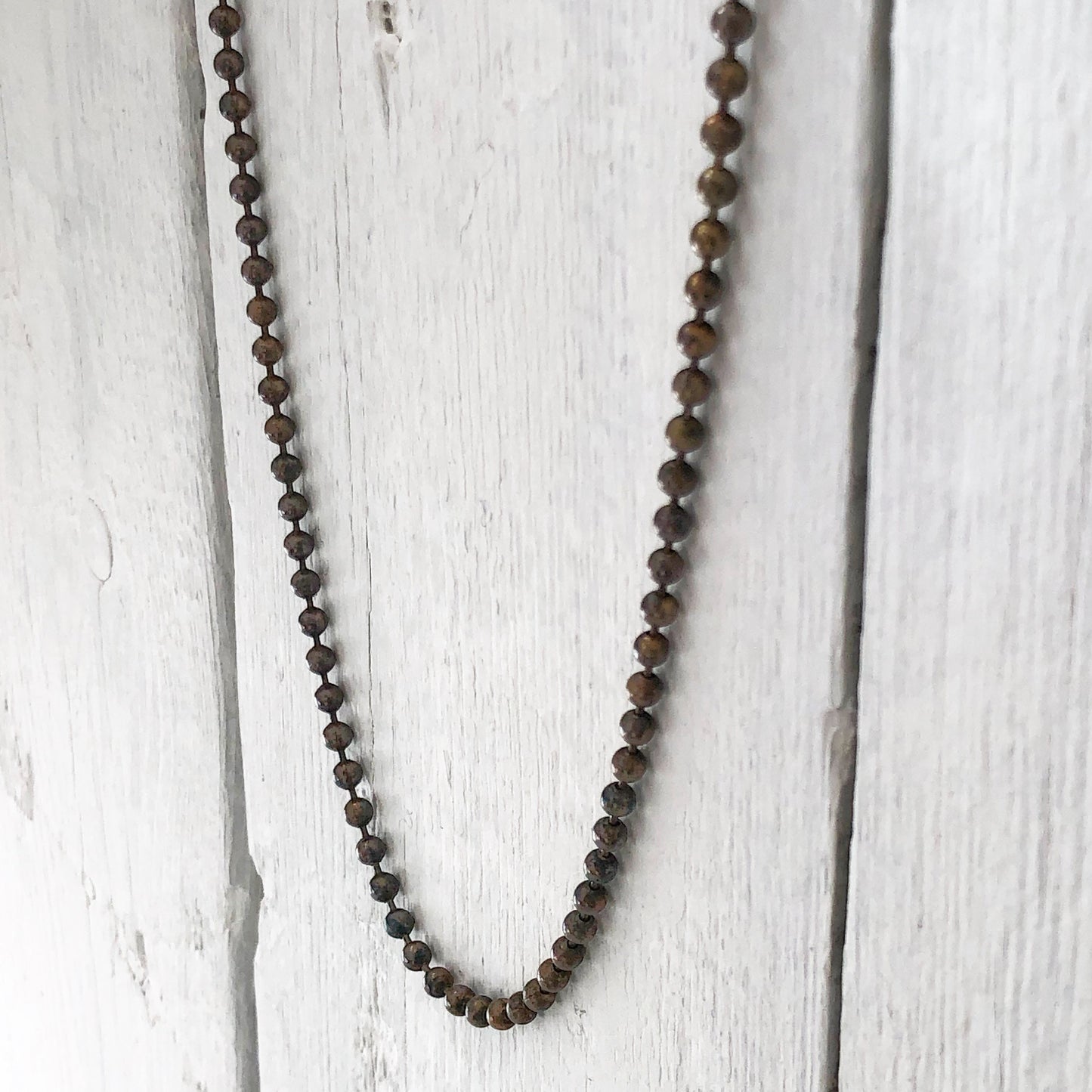 4mm Large Ball Chain Necklace – Antiqued Solid Brass with End Connector, Custom Length
