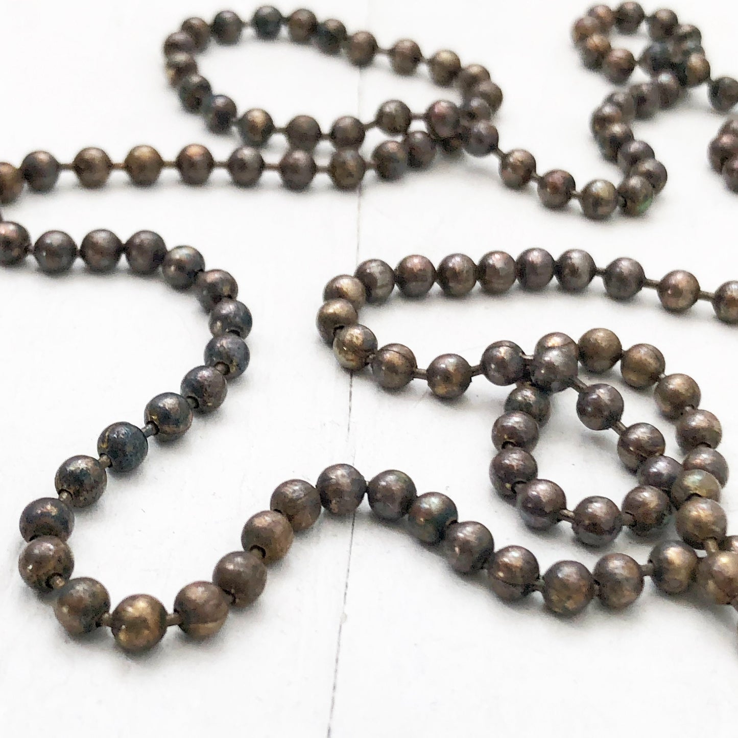4mm Large Ball Chain Necklace – Antiqued Solid Brass with End Connector, Custom Length