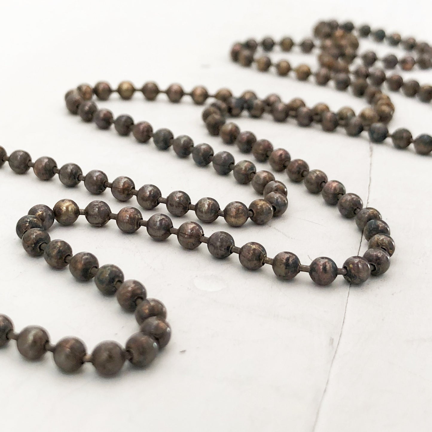 4mm Large Ball Chain Necklace – Antiqued Solid Brass with End Connector, Custom Length