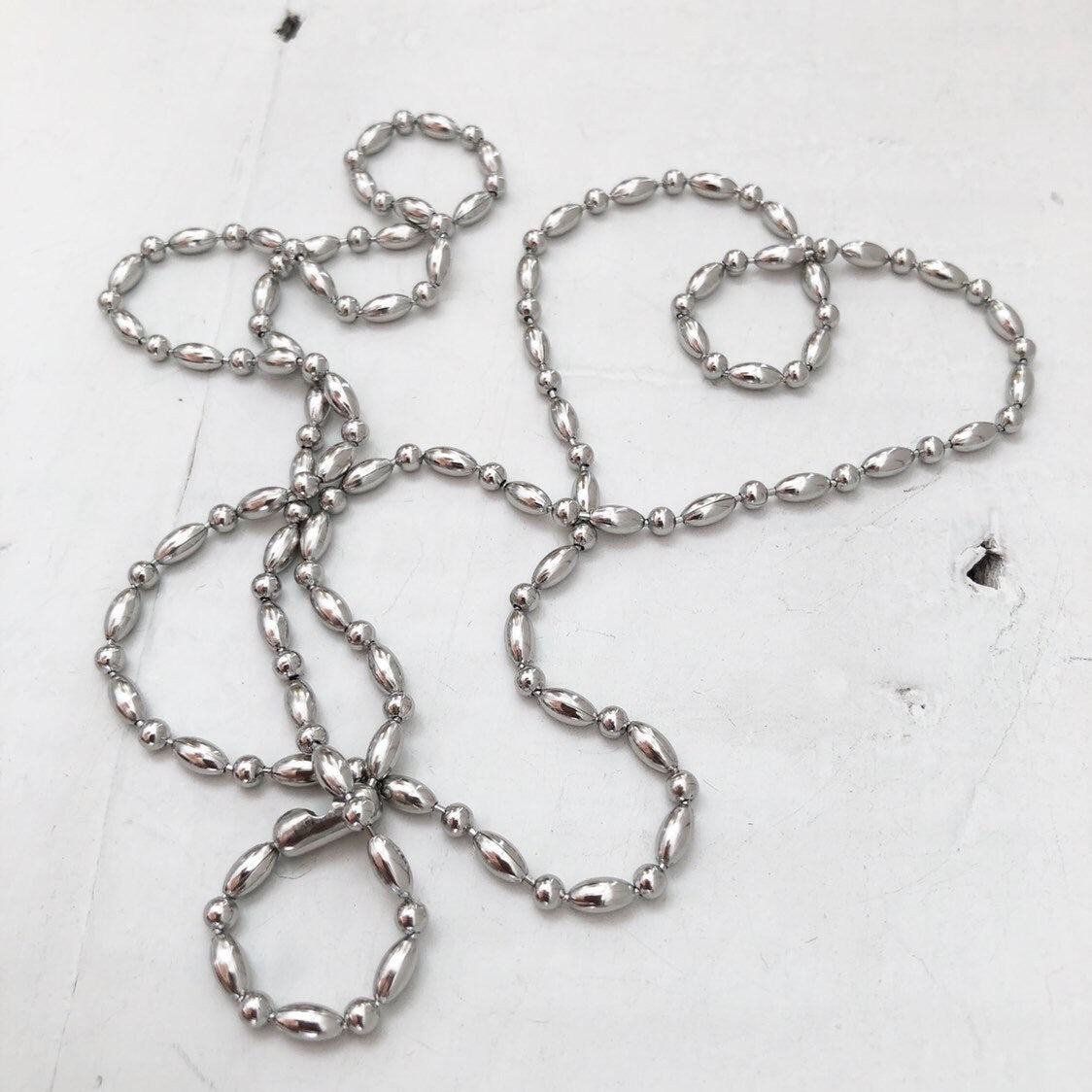 Stainless Steel 3.2mm Ball-bar Chain Necklace – Silver Alternative with Connector