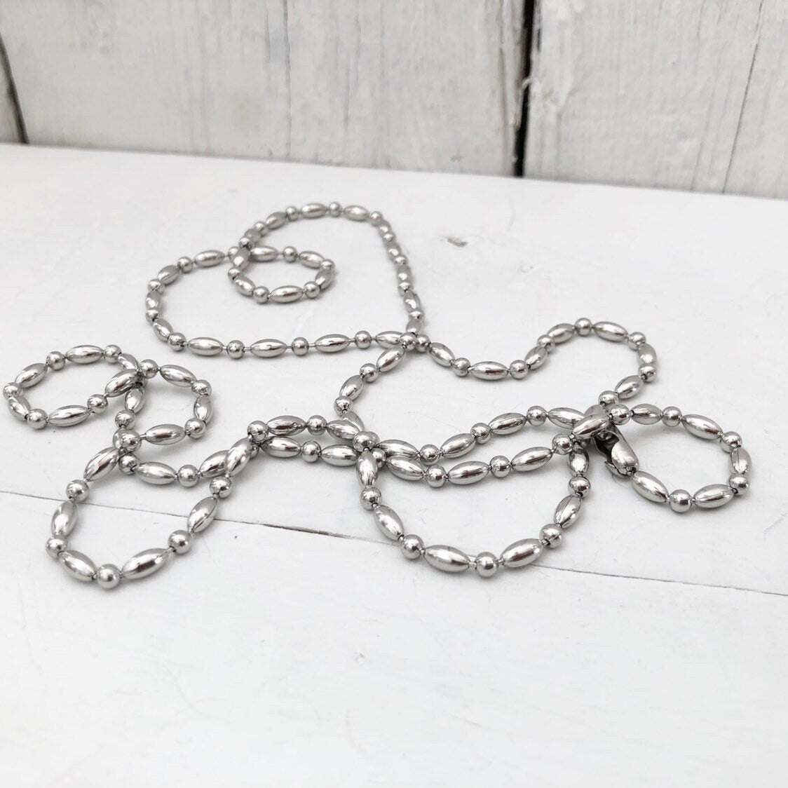 Stainless Steel 3.2mm Ball-bar Chain Necklace – Silver Alternative with Connector