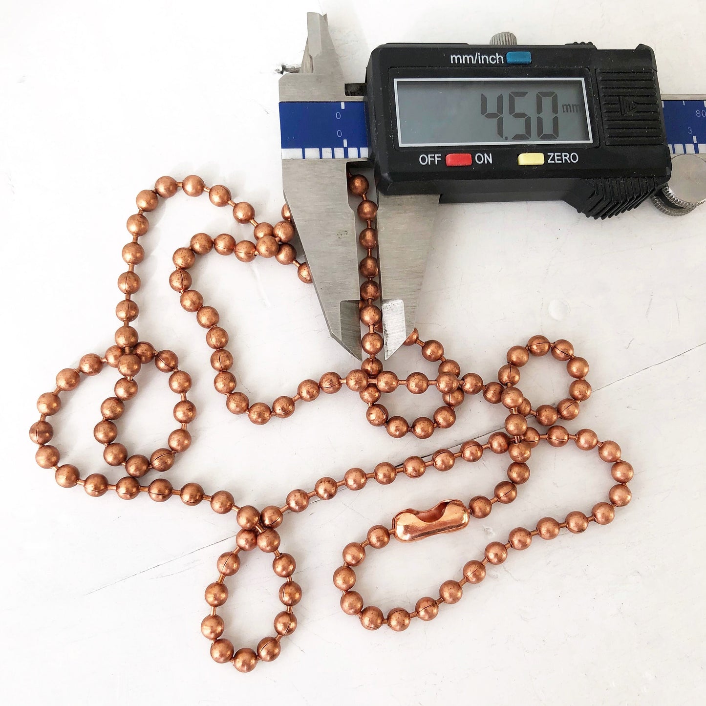 4.5mm Solid Copper Ball Chain Necklace with End Connector – Custom Length