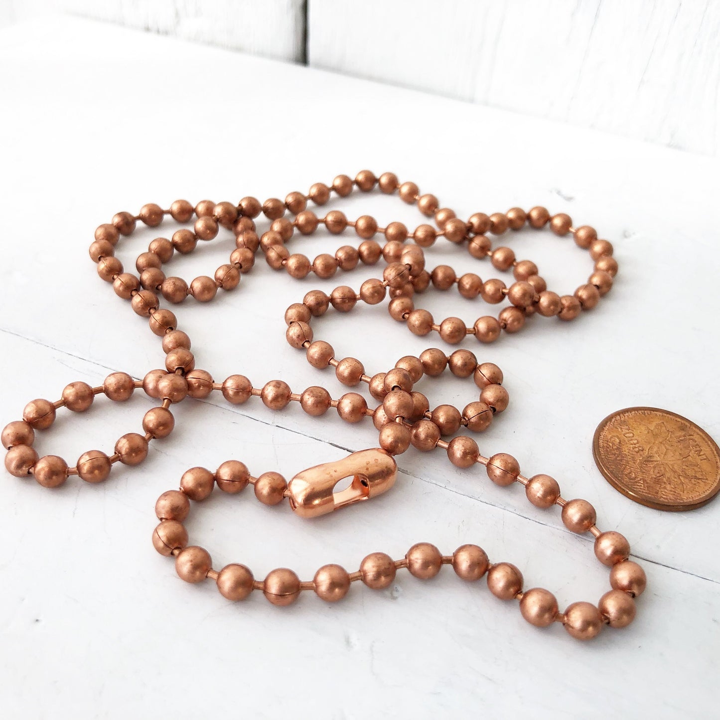 4.5mm Solid Copper Ball Chain Necklace with End Connector – Custom Length